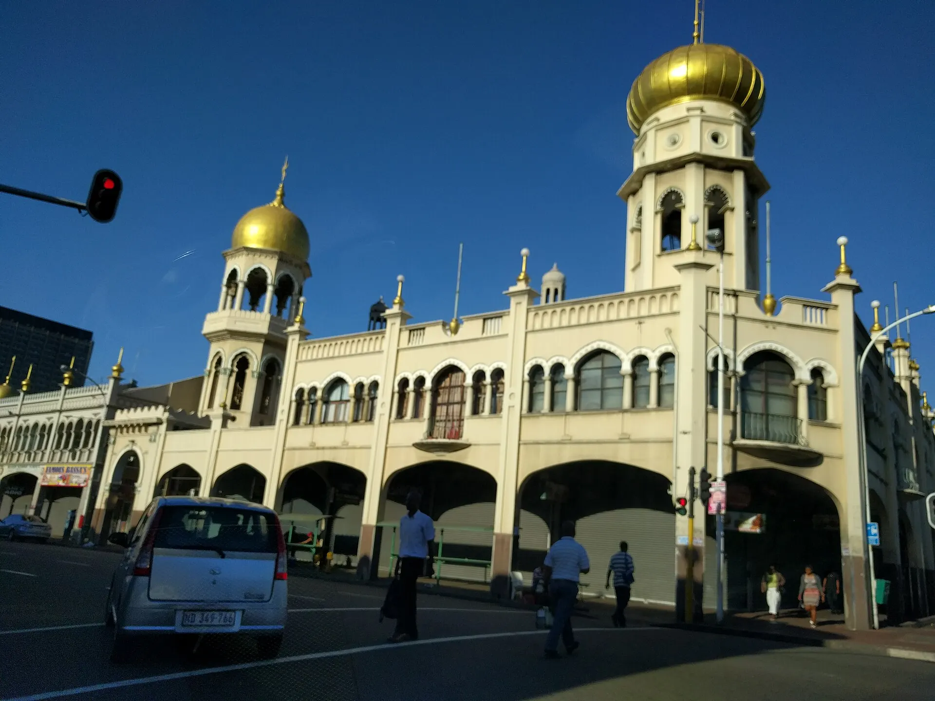 The golden domes of the Juma Masjid Mosque in Durban